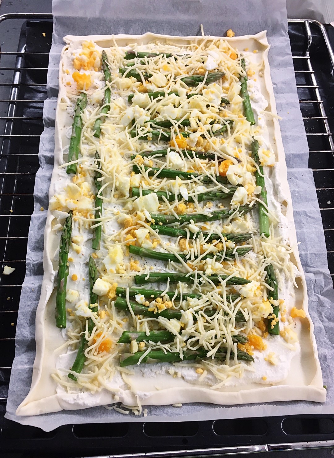 asparagus pizza before oven